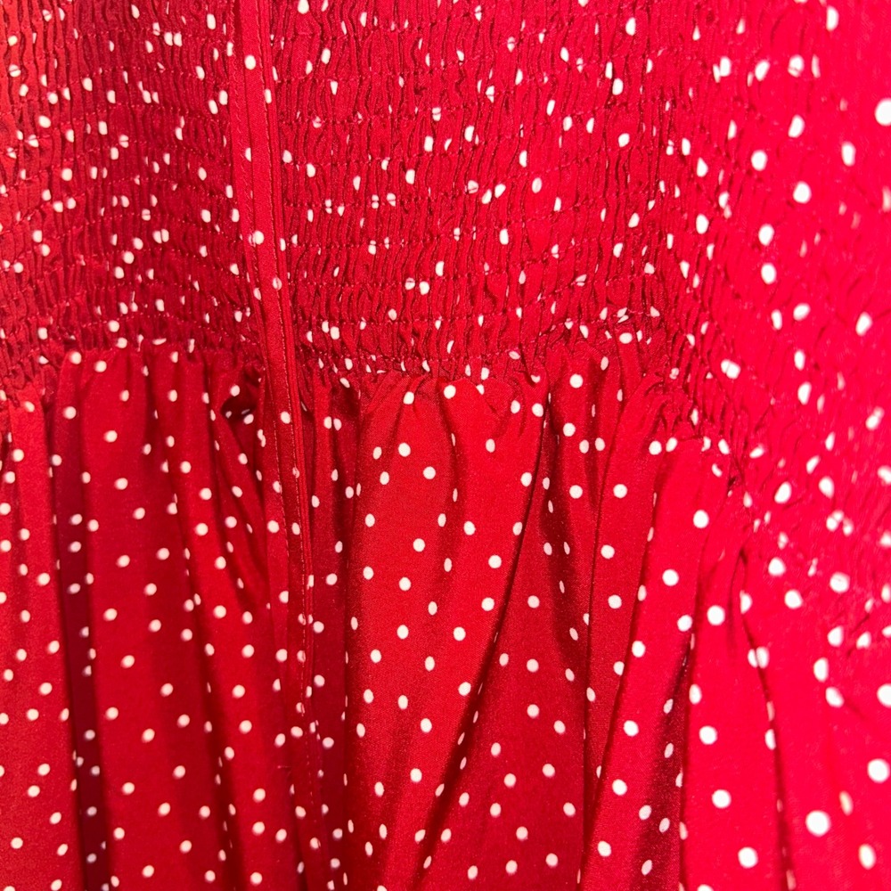 Red Polka Dot Mini Dress 2XL Plus Size Romantic Cottagecore Ruffle Babydoll - Picture 3 of 4